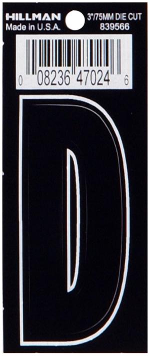 3 DIE CUT BLACK VINYL "D"