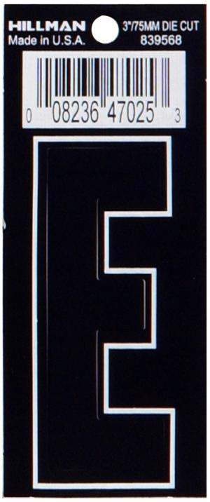 3 DIE CUT BLACK VINYL "E"