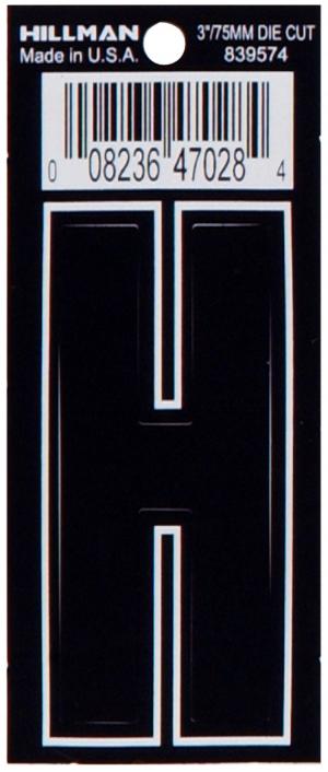 3 DIE CUT BLACK VINYL "H"