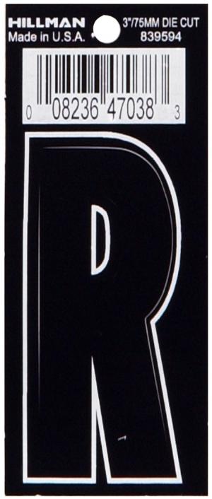 3 DIE CUT BLACK VINYL "R"