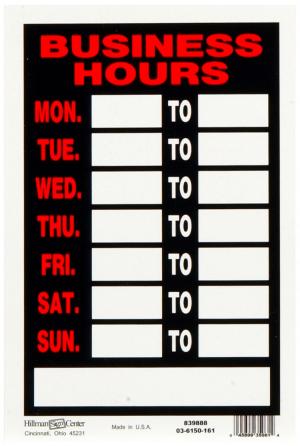 8X12 BUSINESS HOURS