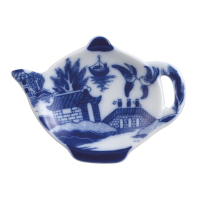 Blue Willow Teapot Tea Caddy